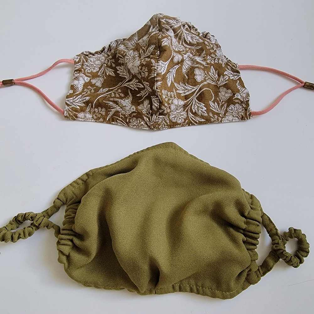 2 PC Target Universal Thread A New Day Face Masks Green Brown Floral